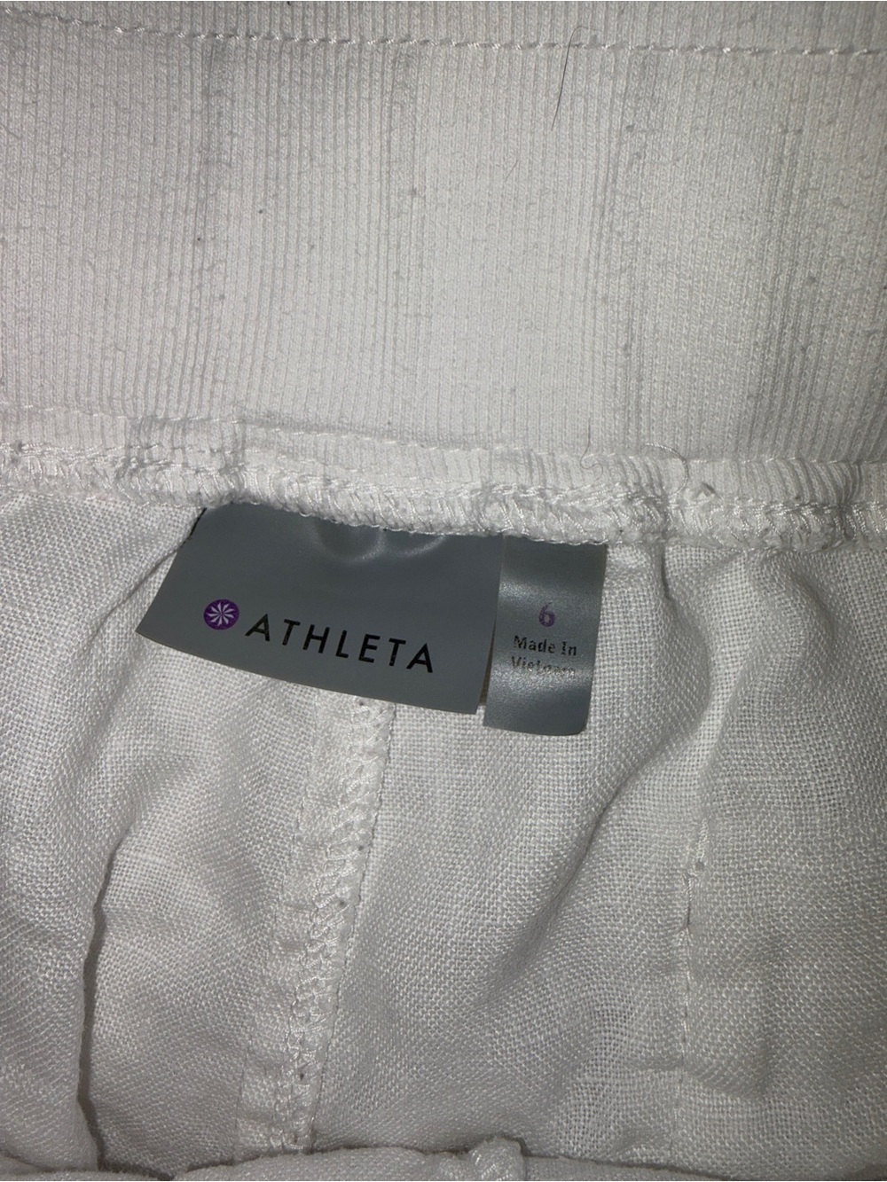 Athleta | White Drawstring 100% Linen Women’s Shorts - Picture 4 of 4